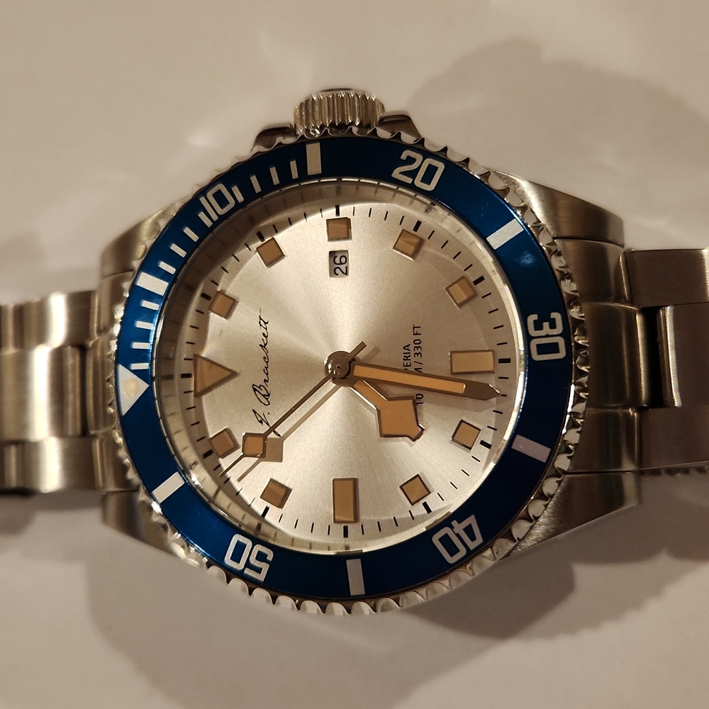 J. Brackett Imperia Blue Silver 45mm Quartz Watch